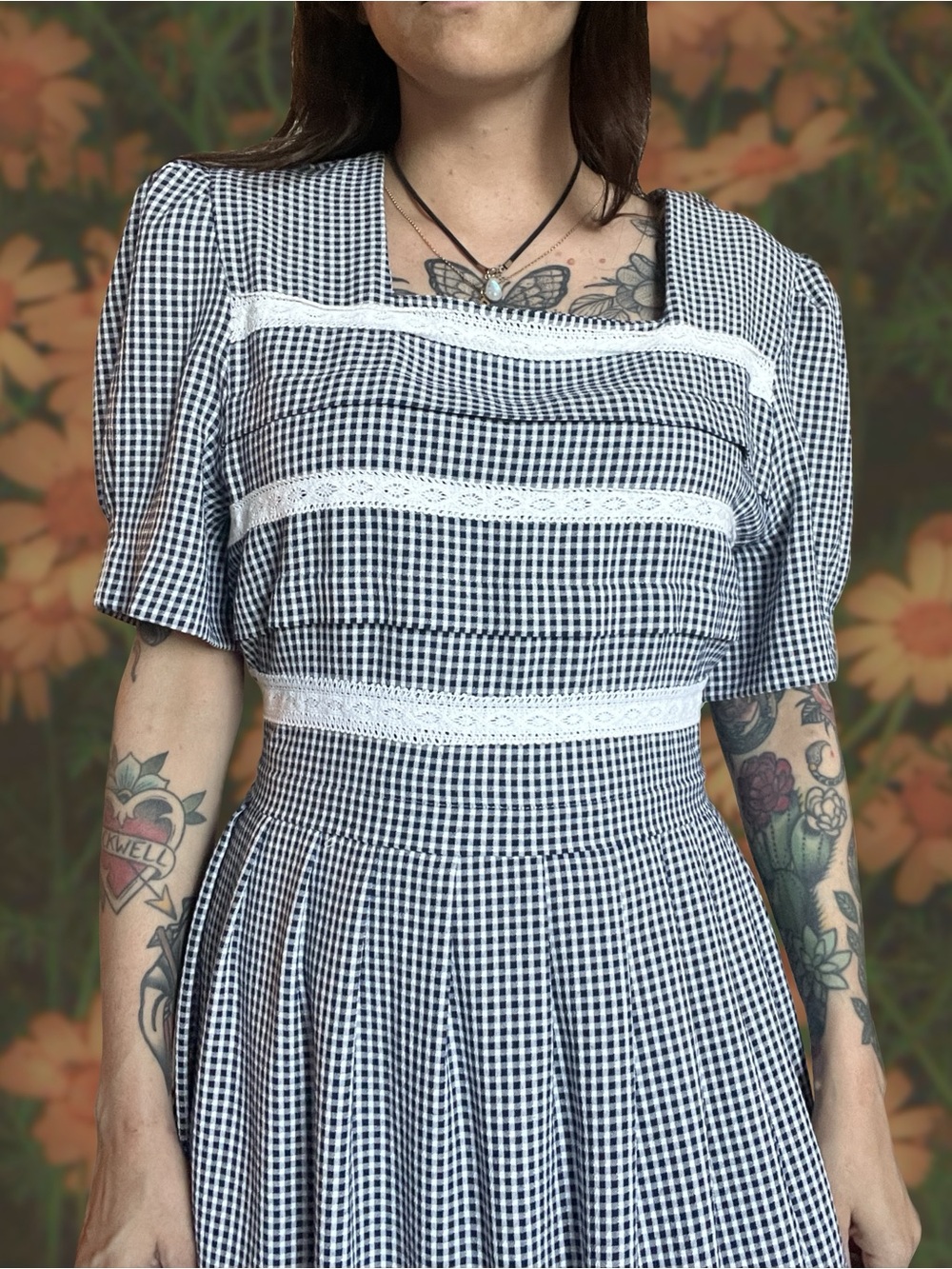 1970’s/1980’s vintage gingham prairie dress